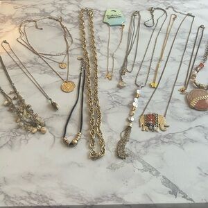 Lot of 12 Gold Tone Fashion Necklaces